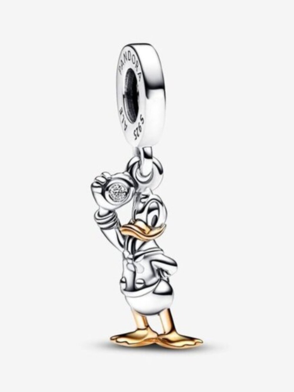Authentic Disney 100th Anniversary Donald Duck Lab-Grown Diamond Dangle Charm